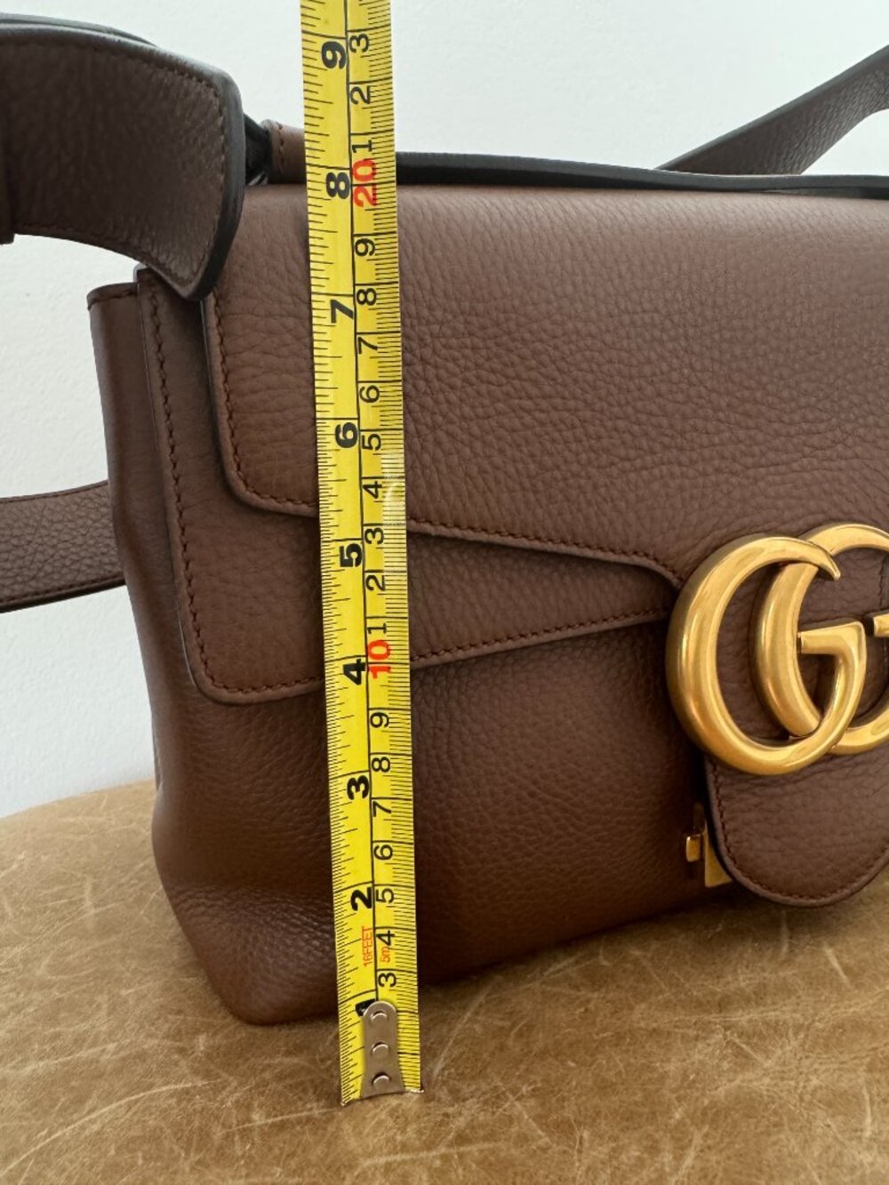 Gucci GG Marmont Brown Leather Shoulder Bag | Medium | Gold Hardware - Picture 9 of 16